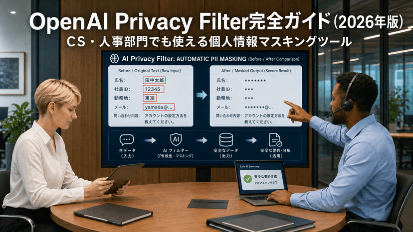 OpenAI Privacy Filter完全ガイド｜CS・人事部門でも使える個人情報マスキングツール（2026年版）